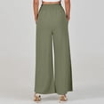 thumbnail image 4 of Pants for Women Women's Casual Fashion Solid Colour Cotton Linen Casual Pants Wide Leg Trousers Sweatpants with Pockets Womens Pants Kagetolytai Green 2XL, 4 of 8