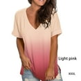 thumbnail image 4 of Minnieouse Camiseta degradada para mujer, ropa de calle elegante multicolor con cuello en V, fibra de verano, manga corta, para correr, playa, Prendas para la parte del cuerpo Rosa claro XXXL, 4 of 6