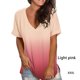 thumbnail image 5 of Qarigey Camiseta degradada para mujer, ropa de calle multicolor con cuello en V para mujer, ropa de calle informal de fibra de verano, manga corta, Prendas para la parte del cuerpo Rosa claro XXXL Qarigey AP011467-36, 5 of 6