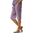 thumbnail image 3 of jiaxiM Capri Pants for Women Cotton Linen High Waisted Pants Dressy Casual Elastic Waist Cropped Trousers Summer Breathable Clothes with Pocket, 3 of 7