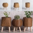 thumbnail image 4 of Vintage Imitation Rattan Woven Flower Shelf Planters Handmade,D, 4 of 5