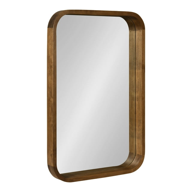 Kate and Laurel Hutton Modern Rounded Rectangle Wall Mirror, 20 x 30, Rustic Brown, Transitional Geometric Mirror for Wall