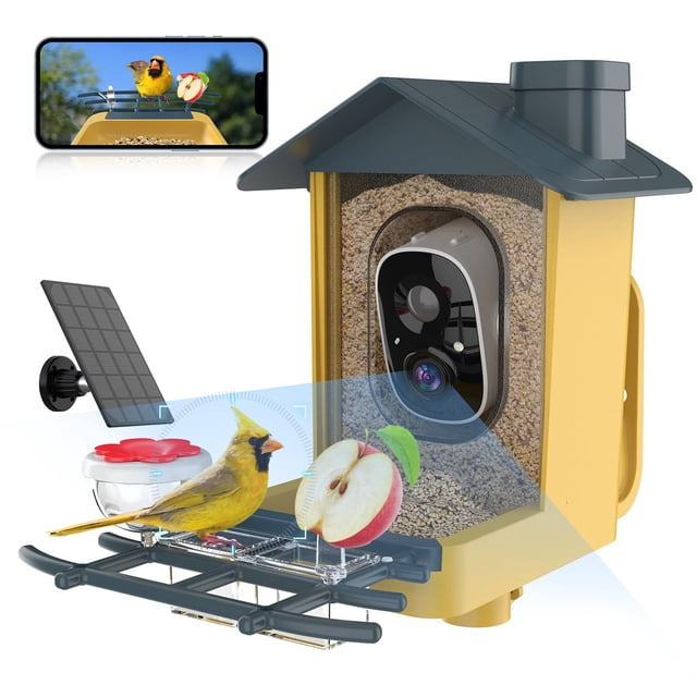 oddkont Bird Feeder with Camera - Smart Bird Feeder Camera with AI Identify Bird Species, Auto Record Bird Video, Instant Notifications, 2K Vide