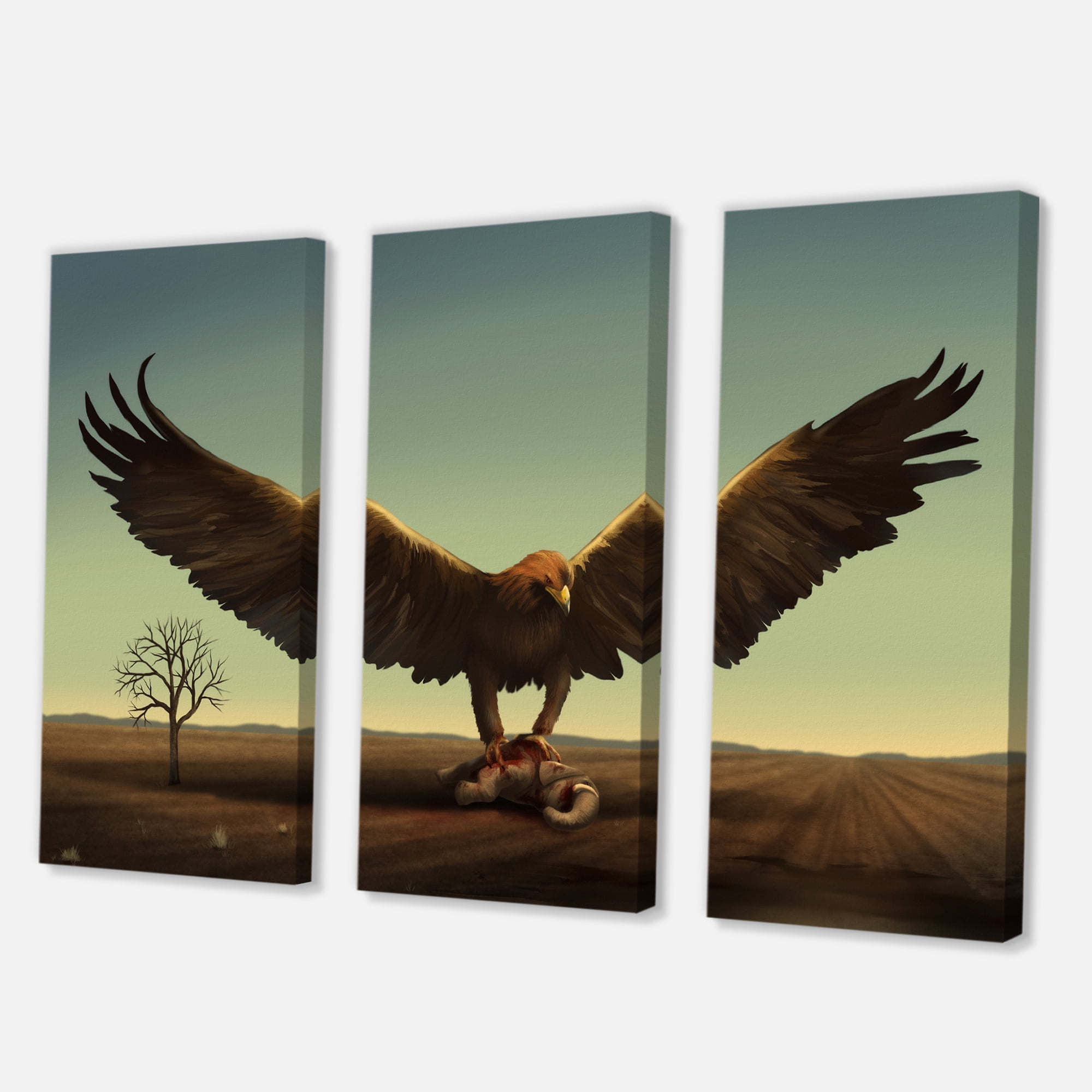 Designart ' Open Wings Roc Bird in Wild ' Farmhouse Canvas Wall Art Print