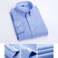 thumbnail image 6 of Mens Long Sleeve Oxford Plaid Striped Casual Shirt Front Patch Chest Pocket Tops, 6 of 9