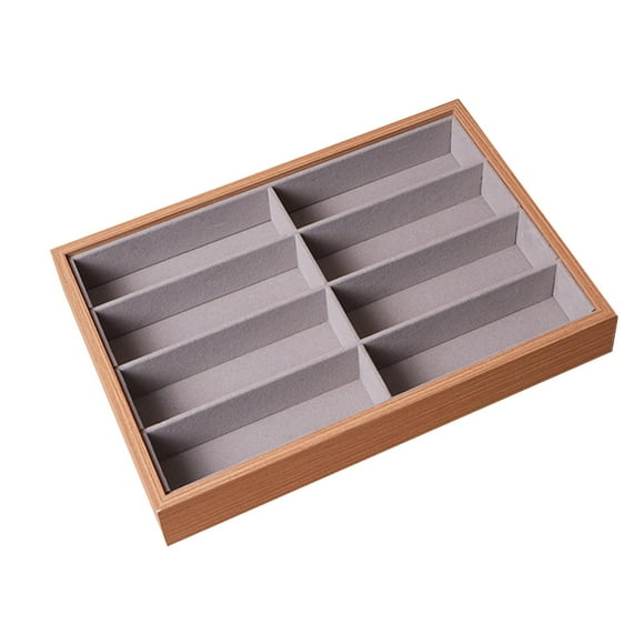 Exhibidor de gafas de sol, contenedor de almacenamiento, organizador de gafas de sol con 8 rejillas, para mostrador, venta minorista, uso personal y Sin tapa de palisandro