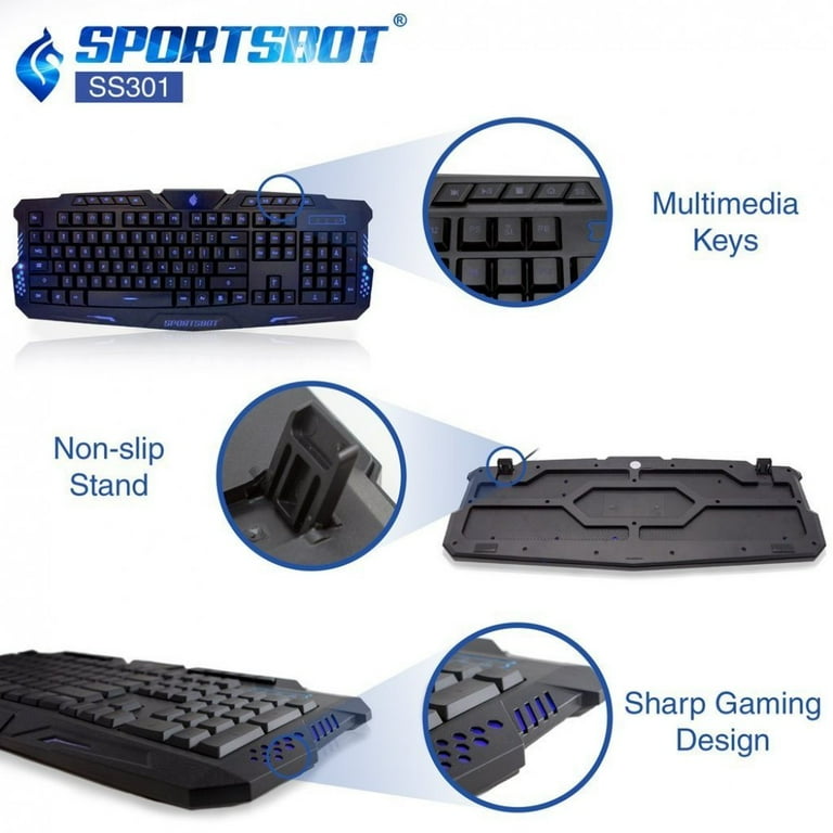 SportsBot SS301 3 Pieces LED Backlighting Gaming Headset Keyboard