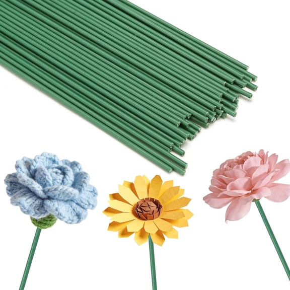Naler 100 PCS Green  Floral Wire Stems for Artificial Flower Making, Florist Wire, Flower Wires for Crafts, Flower Arrangements and DIY Projects, 8 Inches