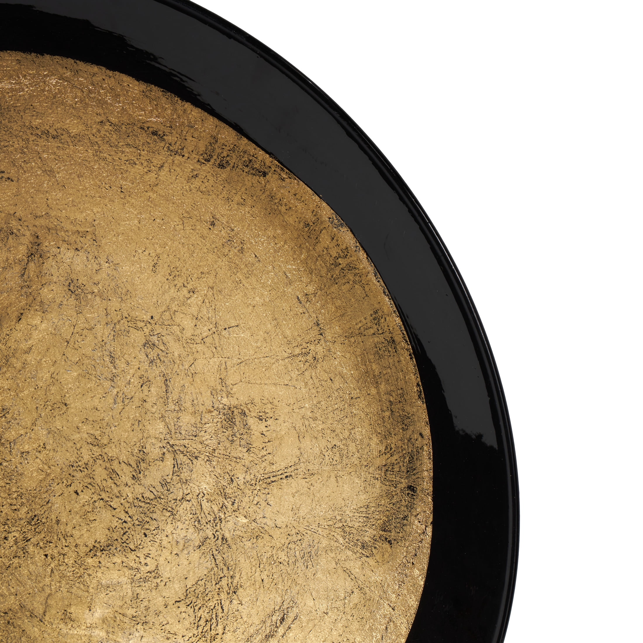 DecMode Gold Metal 3D Circular Disk Abstract Wall Decor with Black Rims (3 Count)