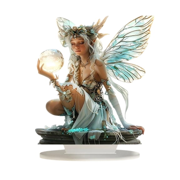 Acrylic Fairy Tabletop Standing Decor, 7.87x7 inch 2D Handcrafted Decorative Piece for Living Room, Bedroom & Gift