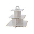 thumbnail image 2 of BiFandian 3 Tier Scalloped Edge Paper Cupcake Stand, Foldable Cardboard Dessert Display Rack with Handle, Disposable Pastry Holder for Birthday Tea Party And Holiday Snack Serving, 2 of 6