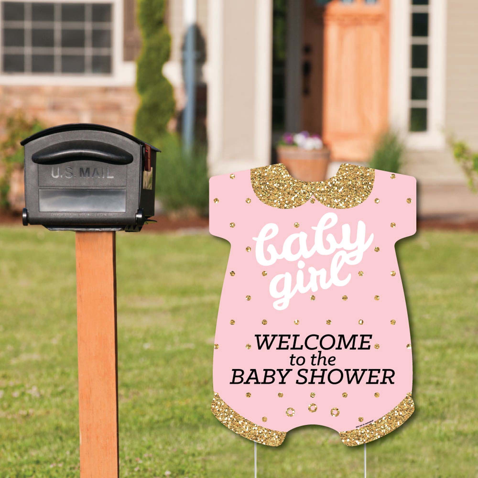 Big Dot of Happiness Hello Little One - Pink and Gold - Party Decorations - It's A Girl Baby Shower Welcome Yard Sign