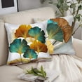 thumbnail image 2 of Throw Pillow Cover Farhouse Plant Leaves - 18 x 18 Inch Gold Ginkgo Leaf Pillow Cushion Cover - Set of 2 Square Marble Pillow Cushion Case, Great for Sofa, Bedroom, Chair, Yard, Outdoor Decor, 2 of 6