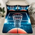 thumbnail image 2 of Feelyou 3D Basketball Print Bed Sheets, Modern Ball Game Lover King Sheets, Teen Boy Girl Kid Sheet Set, Breathable Home Decor, 4pcs, 2 of 7