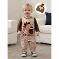 thumbnail image 5 of BemeyourBBs Thanksgiving Baby Boy Outfit Romper Plaid Overall Pants Turkey Hat, 5 of 9