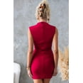 thumbnail image 3 of Vestido OWIN ajustado fruncido de verano sin mangas rojo para mujer, 3 of 5