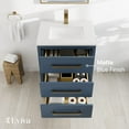 thumbnail image 4 of Eviva Curio 24"W x 18"D Dark Blue Bathroom Vanity with White Carrara Quartz Countertop and Undermount Porcelain Sink, 4 of 11