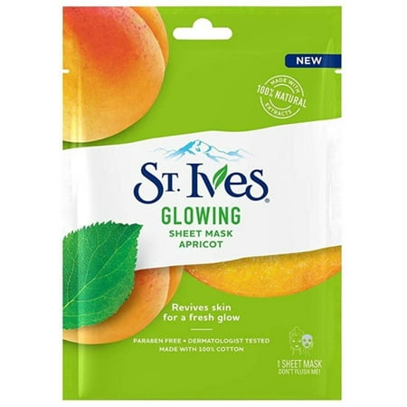 2 Pack - St. Ives Glowing Apricot Sheet Mask, 1 (Best Face Pack For Glowing Skin)