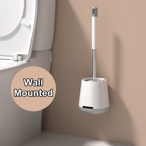 SINGES Toilet Bowl Brush and Holder Combo for Bathroom, Bathroom Cleaning Bowl Brush Kit Non-Scratch TPR Bristles and Under-Rim Brush Head