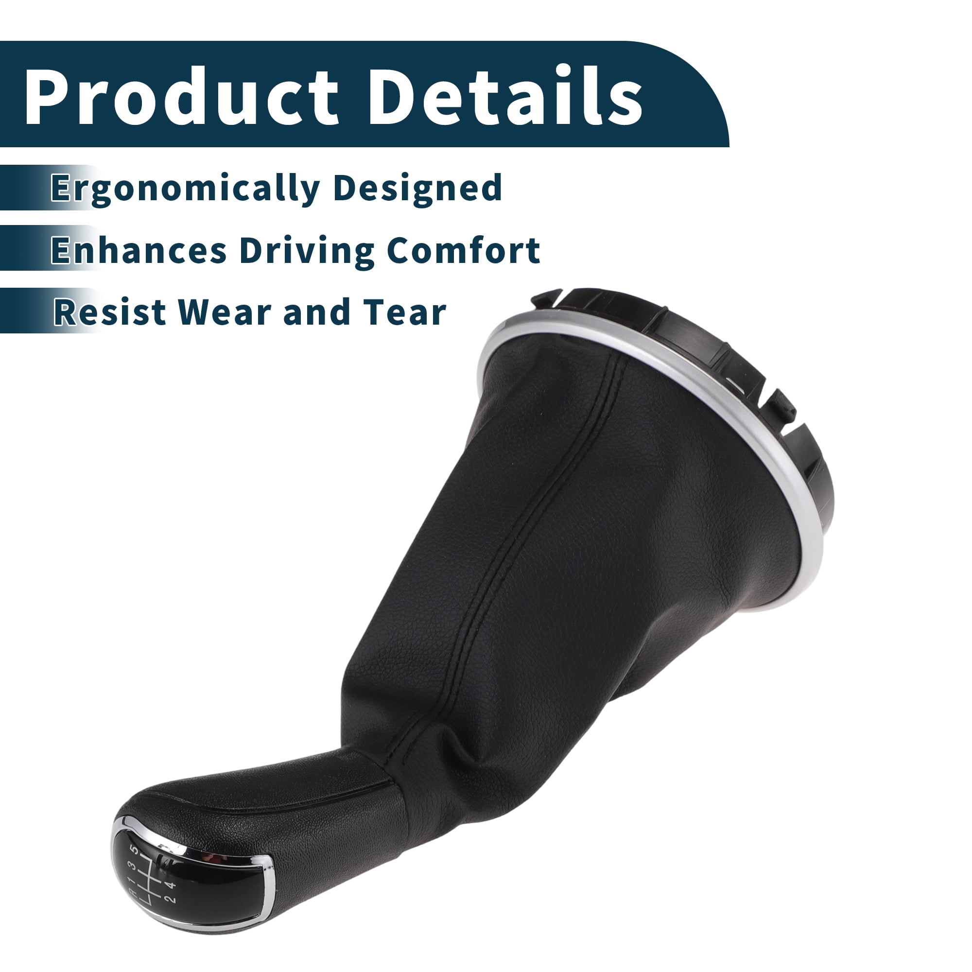 Unique Bargains Manual Gear Shift Knob Handle for Skoda Fabia 2 2007-2010 Shift Gear Lever Knob Gearstick Gaiter Boot Cover Plastic Leather