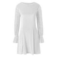 thumbnail image 4 of DHFJKG Women Dresses Sparkly Sequins Solid Color Round Neck Long Sleeve Velvet Mini Dress Elegant Casual Party Wear Comfortable Stretchy Soft Stylish Dresses, 4 of 5