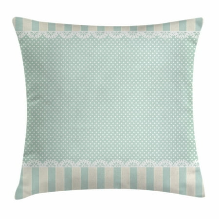 - Shabby Chic Decor Throw Pillow Cushion Cover, Traditional Old Fashioned Vertical Stripes Ornaments Dots, Decorative Square Accent Pillow Case, 18 X 18 Inches, Almong Green Cream White, by Ambesonne