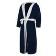 thumbnail image 5 of Frontwalk Mens Bath Robes Long Sleeve Wrap Robe Hooded Dressing Gown Winter Stitching Towelling Solid Color Nightwear Blue White 3XL, 5 of 6
