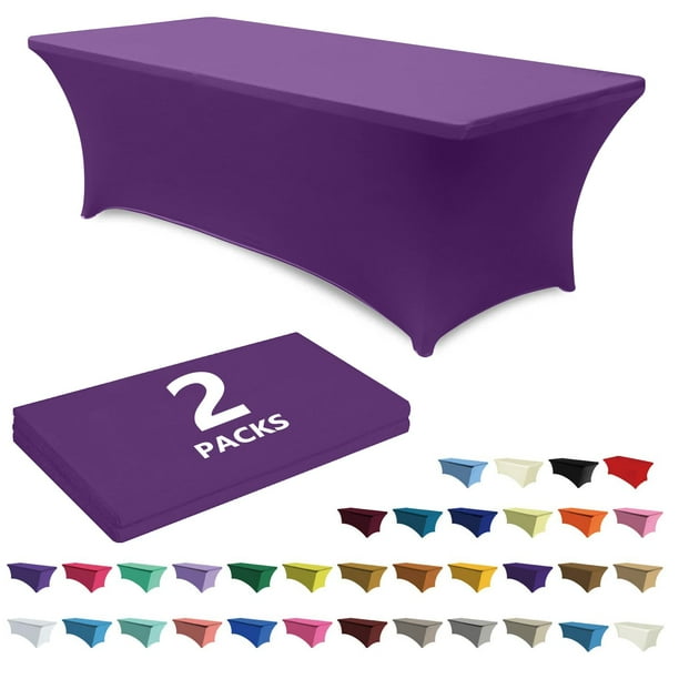 Mantel ABCCANOPY de spandex morado de 6 pies para mesa rectangular