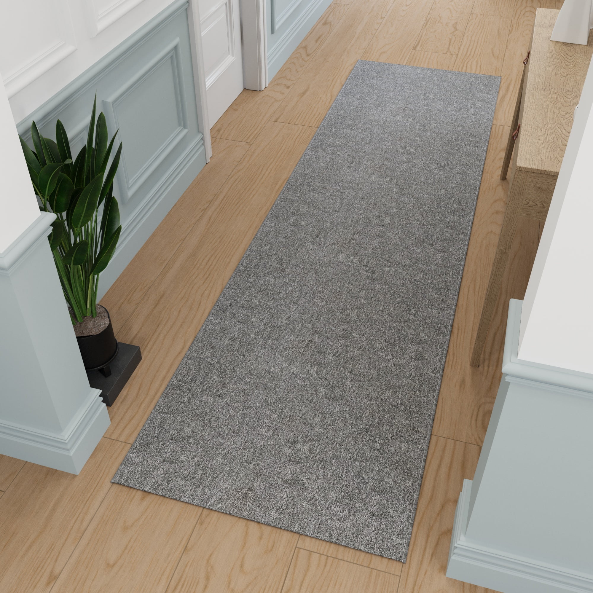 Ottomanson Hallway Runner Rug 1'10" x 39' Non-Slip Stain-Resistant Custom Size Carpet for Kitchen, Gray