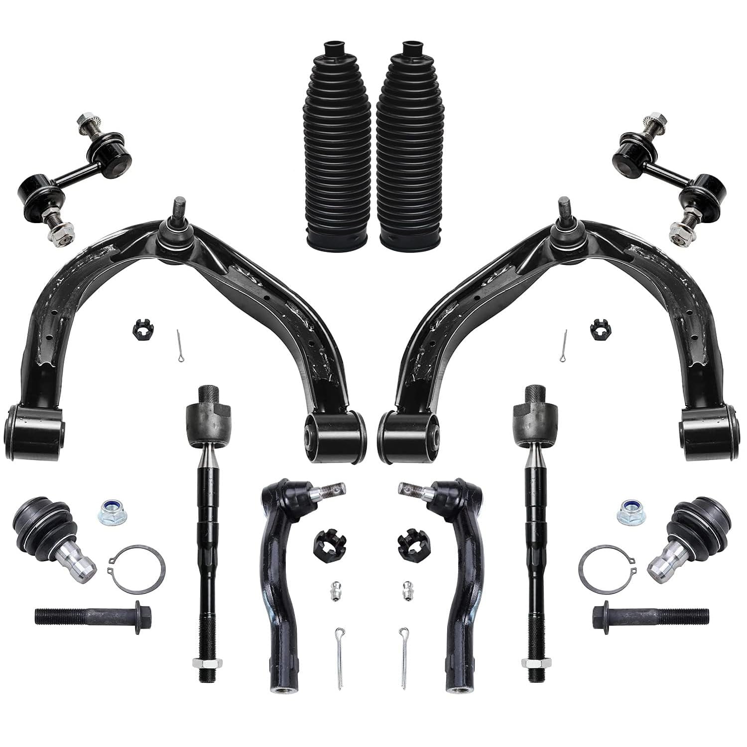 Detroit Axle - 4WD Front End 14pc Suspension Kit for Nissan Titan Armada Pathfinder Armada QX56, Struts w/Coil Spring Upper Control Arms Lower Ball Joints Sway Bars Tie Rods Replacement