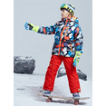 thumbnail image 2 of YEEFINE Boy's Snow Jacket Pants Suits, Winter Hooded Insulated Ski Suit Windproof Waterproof Outdoor Orange US16, 2 of 5
