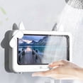 thumbnail image 3 of Waterproof Phone Box Waterproof Phone Case Anti-fog High Clarity Sensitive Touch Screen Hand-Free Support Punch-Free Bathroom Phone Holder Plastic Box for Phones Up to 6.8 Inches, 3 of 6