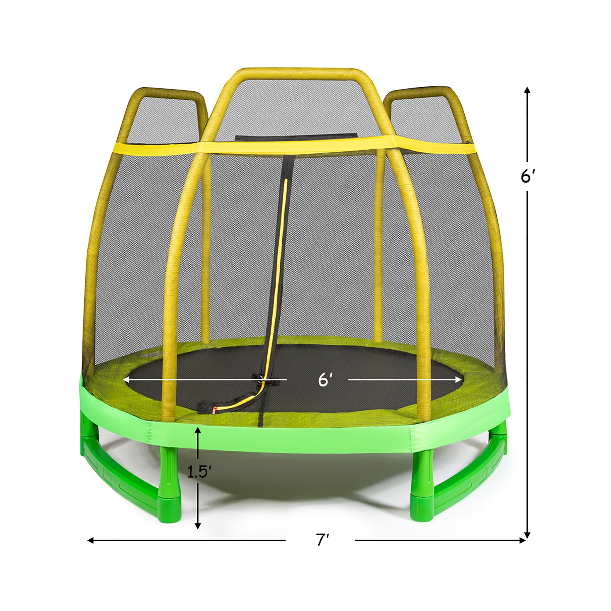 Mini Indoor/Outdoor Round Bounce Jumper 84 Great Gift for Kids Clevr 7ft Kids Trampoline with Safety Enclosure Net & Spring Pad Built-in Zipper Heavy Duty Steel Frame 