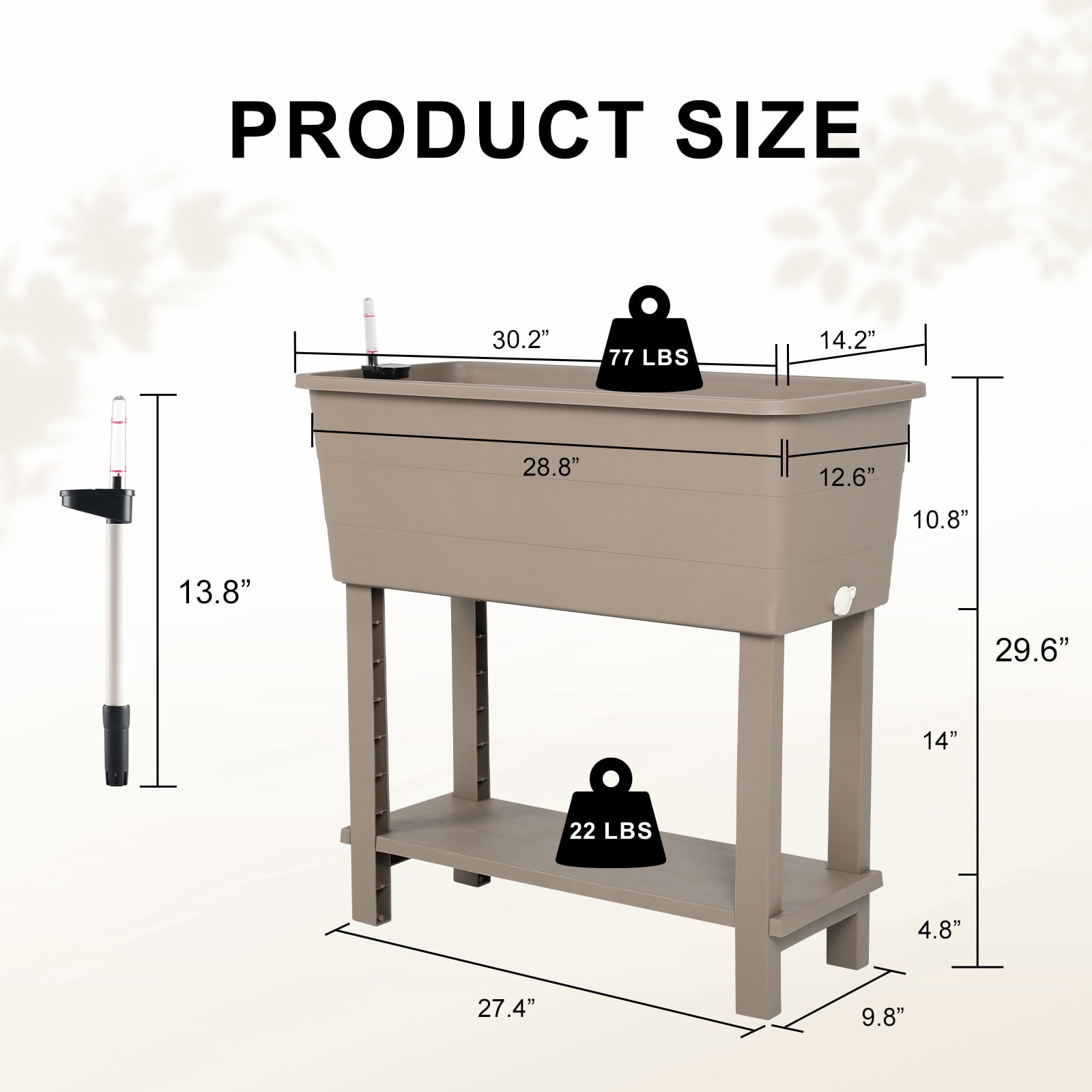 BPS Outdoor Raised Garden Bed, Set of 3 Self-Watering Elevated Planter Box with Legs - Khaki