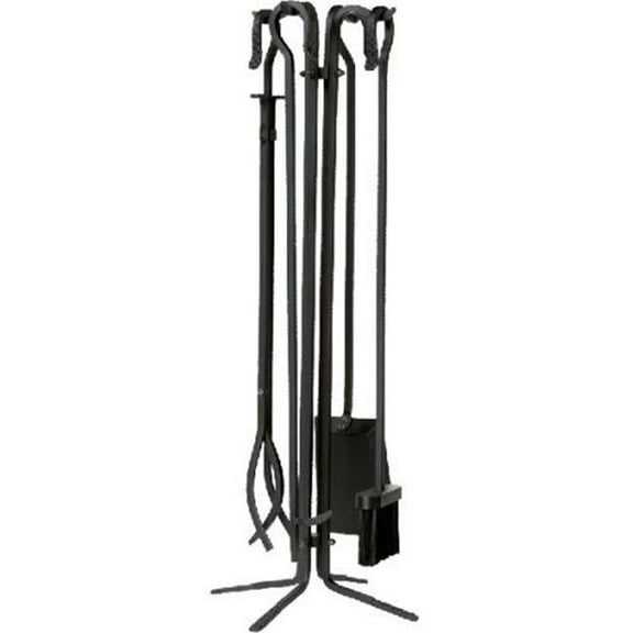 Dagan 5830 Wrought Iron Fireplace Tool Set, Black - 5 Piece