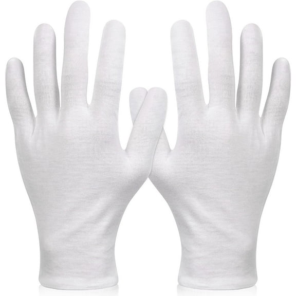 Dockapa Unisex Cotton Gloves, White, 9.4”, 6 Pairs