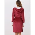 thumbnail image 4 of DARING DIVA Fluffy Hooded Bathrobe Plush Long Spa Robe S Red, 4 of 6