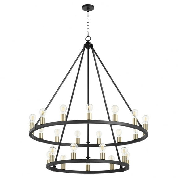 64-24-6980 Quorum Lighting Paxton - 24 Light 2-Tier Chandelier-Noir/Aged Brass Finish