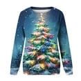 thumbnail image 4 of Rbaofujie Chandails Légers pour Femmes Mode Décontractée Imprimé de Noël Col Rond Manches Longues Amples Blouse Verte Graphique Chandails à Capuchon pour Femmes, 4 of 4