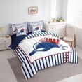 thumbnail image 3 of Feelyou Retro Baseball Hat Comforter Set 7pcs, Blue Stripes Lines Queen Bedding Sets, 3 of 8