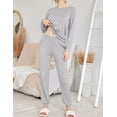 thumbnail image 2 of Ekouaer Womens Two Pack Sleep Set Long Sleeve Shirt and Jogger Bottoms Lounge Wear Nightwear with Pockets, 2 of 4