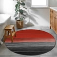 thumbnail image 4 of Red Gray Black Round Area Rug 4 FT, Non Slip Indoor Outdoor Rug, Vintage Country Gradient Wooden Grain Washable Soft Circular Carpet Non-Shedding Floor Mat for Coffee Table Nursery Foyer Balcony, 4 of 9