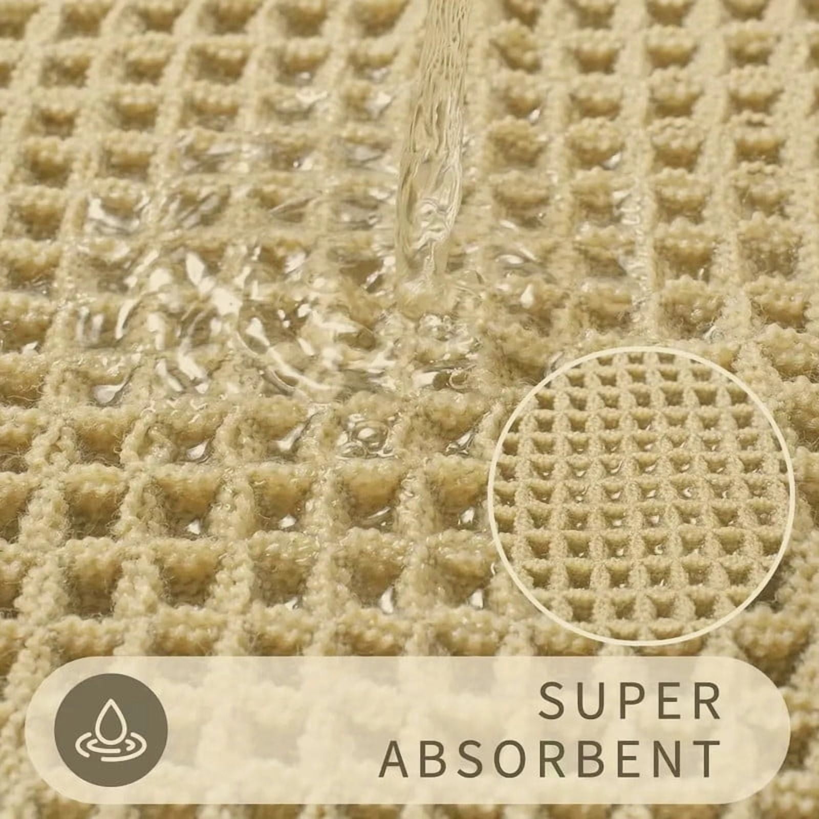 Muddy Rug, Boho Bathroom Decor Rug with Tassels: Waffle Weave Bath Mat, Ultra-Soft, Non-Slip, Super Absorbent & Quick Dry for Bathroom Floor, Machine Washable, 24"x72", Beige Yellow