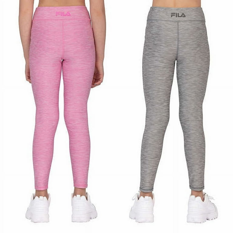 FILA Youth 2-pack Reversible Legging (Pink & Gray, Large(14/16)) 