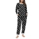 thumbnail image 2 of Conjunto de top y pantalones de poliéster con bolsillos largos y estampado de cuello redondo informal para mujer, 2 of 6