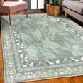 thumbnail image 3 of Flowers Decorative Rug, Soft Colors Exotic Petals of Blush Tones Tropical Lily Jungle Floral, Quality Carpet for Bedroom Dorm and Living Room, 6 Sizes, Almond Green Grey Pink, by Ambesonne, 3 of 4