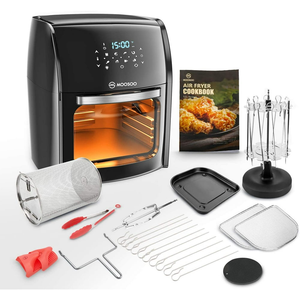 MOOSOO Air Fryer, 12.7QT Air Fryer Oven 8in1 Electric Rotisserie Oven