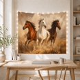 thumbnail image 5 of Three Horses Galloping in Dusty Landscape Majestic Folk Art for Nature Lovers Equestrian Art Housewarming Gift Tapestry Wall Hanging for Bedroom and Living Room, 5 of 7