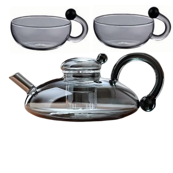 LEHOZIHEQ Glass Teapot Set, Filtration Thickened Heat-resistants Glass Tea Pot   2 cup Set, Heat, Cold, and Thermal Shock Resistant Borosilicate Glass