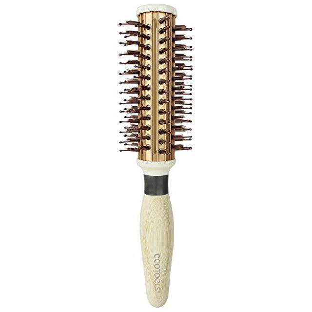 Ecotools Aluminum Round Hairbrush, Small, Faster Styling for Short-Medium Hair with Open Barrel Technology; Thermal Ribs Help Reduce Breakage; 0.19 Ounce